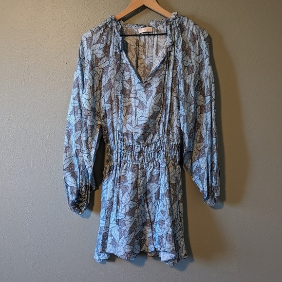 Ramy Brook TATUM LONG SLEEVE MINI DRESS IN MYSTIC LEAF Size XS - Picture 3 of 10